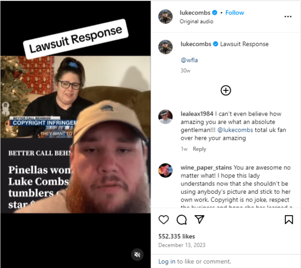 Vidéo Publié Par Luke Combs où il Répond à une Affaire Judiciaire Bedenken Sa Marque