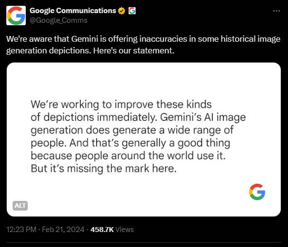 Problemas de Google Kommunikation Con la precisión de la ia gemini para la generación de imágenes históricas