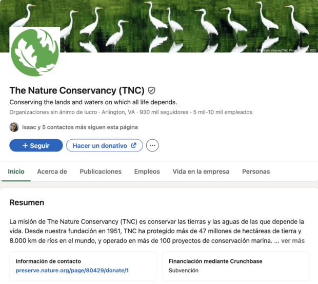 The Nature Conservancy auf LinkedIn