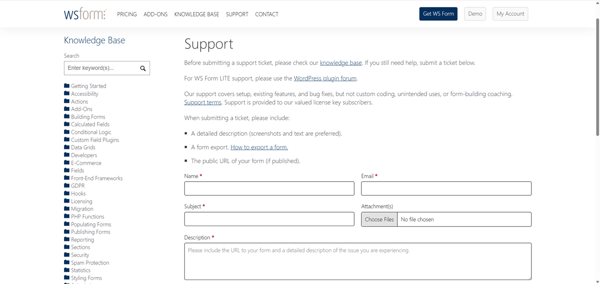 WS Form Support