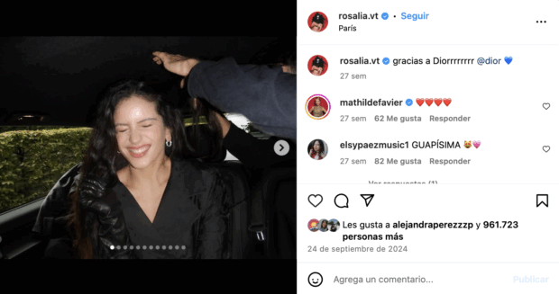 Beschreibung von Rosalía gracias a Dior