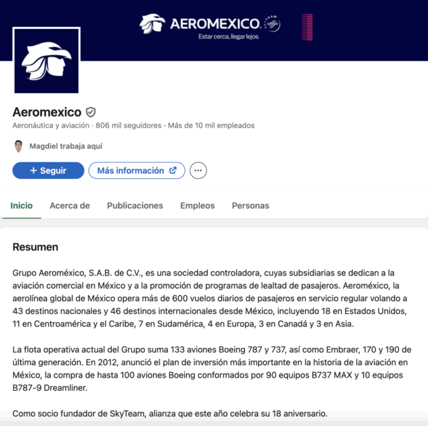 Acerca de Aeroméxico auf LinkedIn