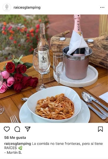 Veröffentlichung auf Instagram mit einem berühmten Text wie beschrieben