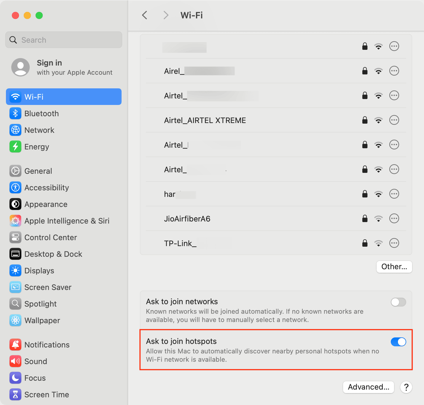 Bitten Sie darum, Hotspots in älteren Versionen von macOS beizutreten