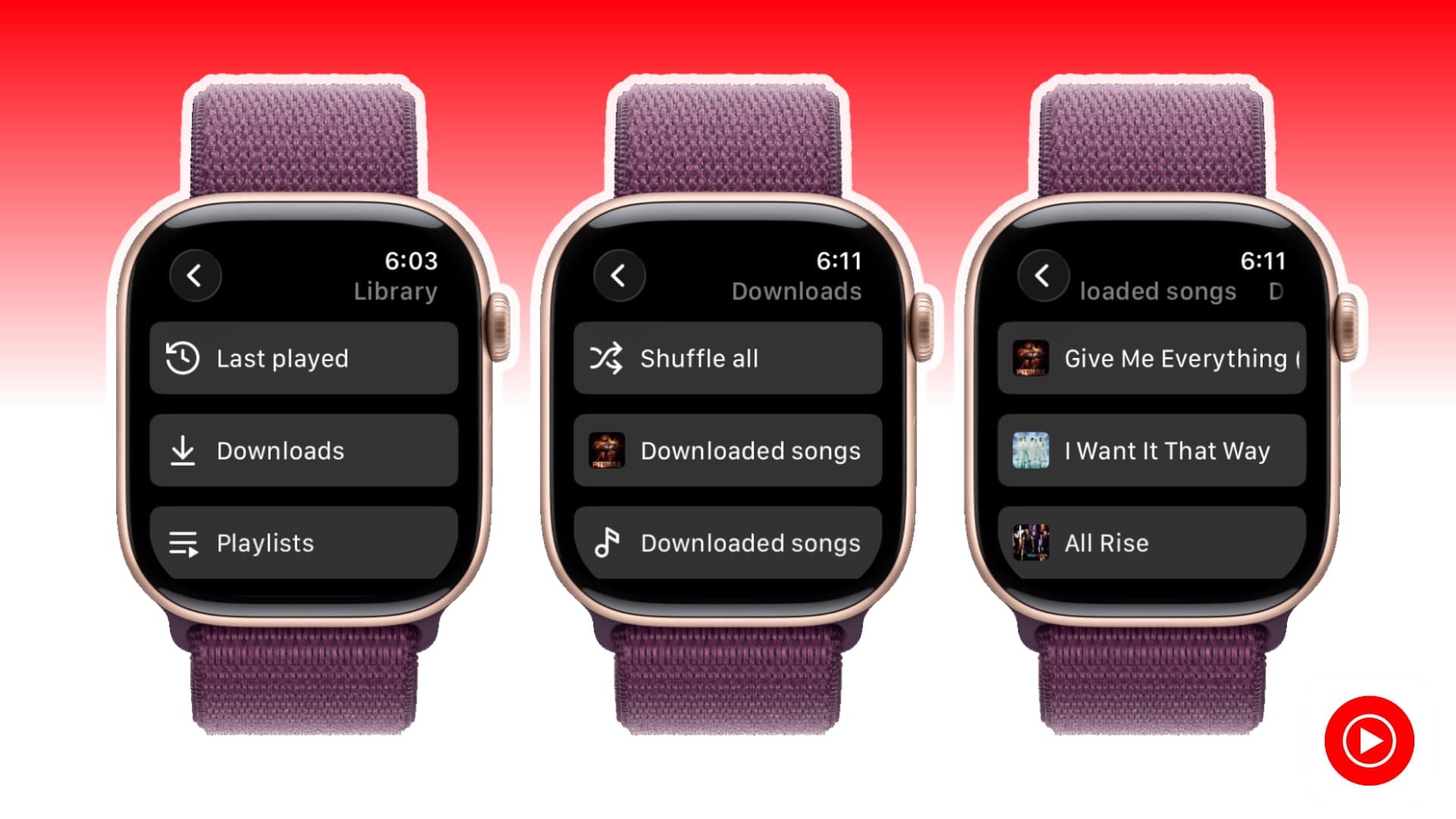 Downloads in YouTube Music auf der Apple Watch