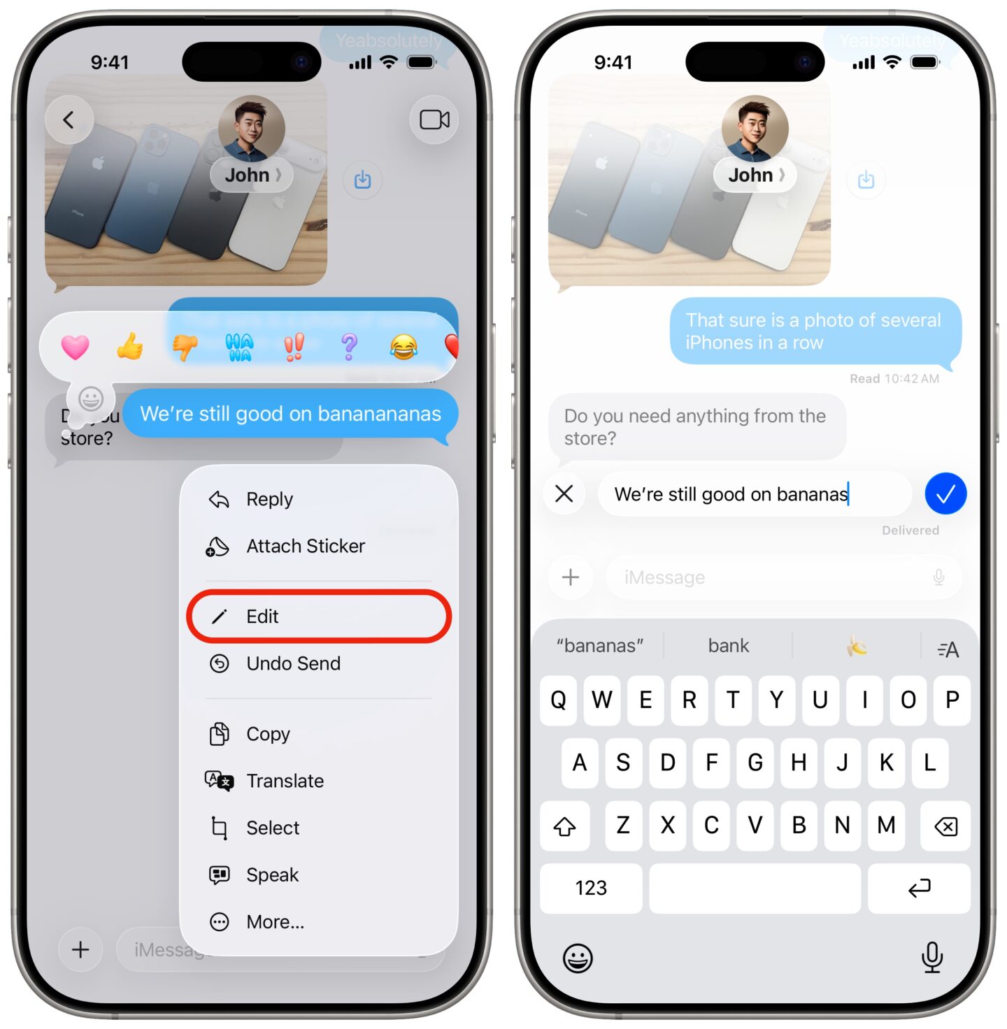 Bearbeiten Sie Nachrichten auf dem iPhone Screenshots zeigen, wie man iMessage-Texte auf dem iPhone bearbeitet