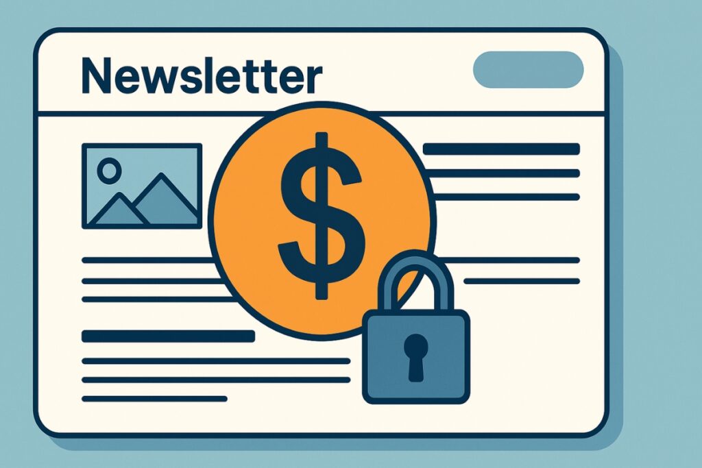 E-Mail-Newsletter-Konzept mit Dollarzeichen als Symbol für die Monetarisierung