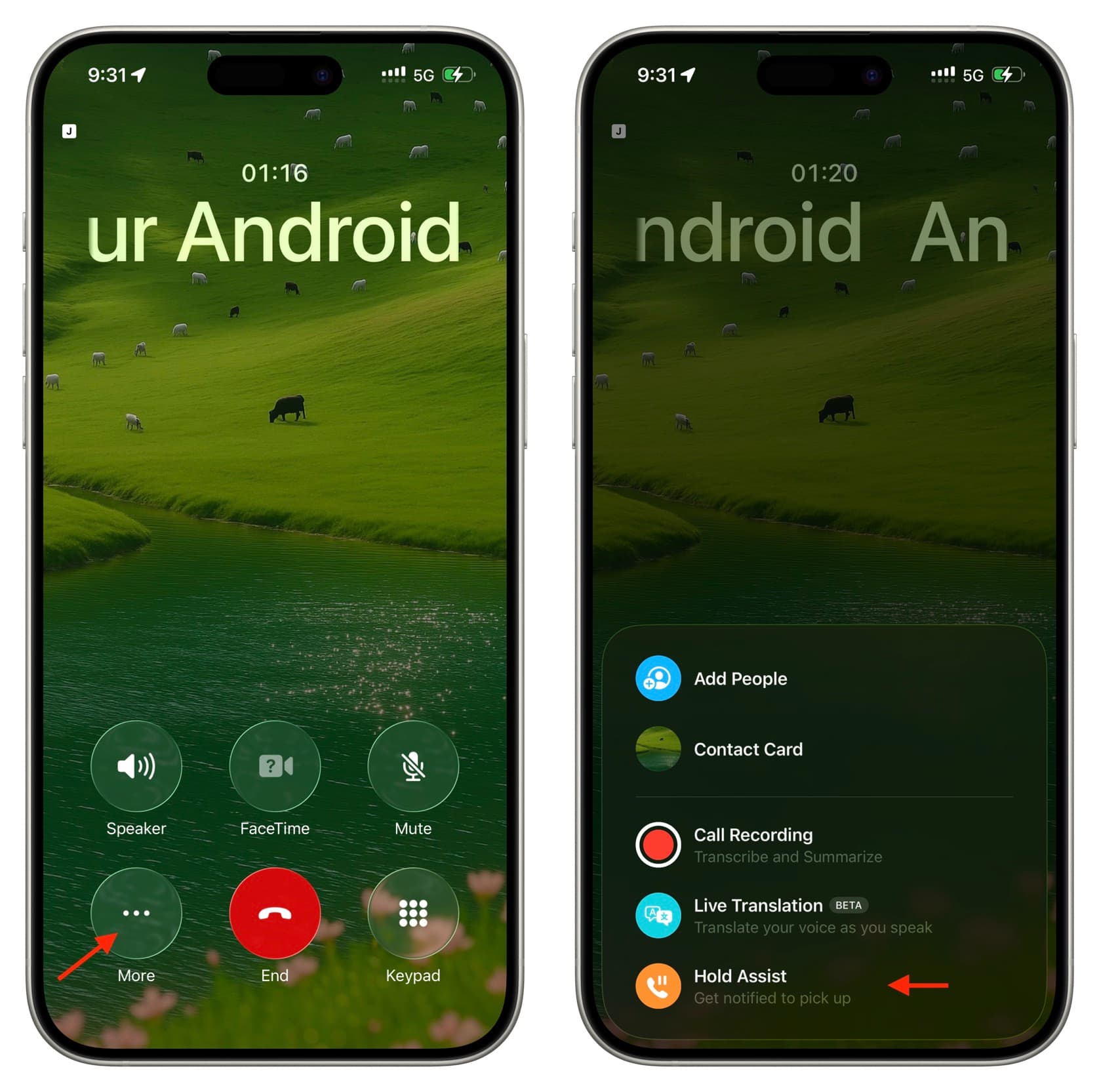 Aktivieren des Halteassistenten auf dem iPhone während eines Telefongesprächs