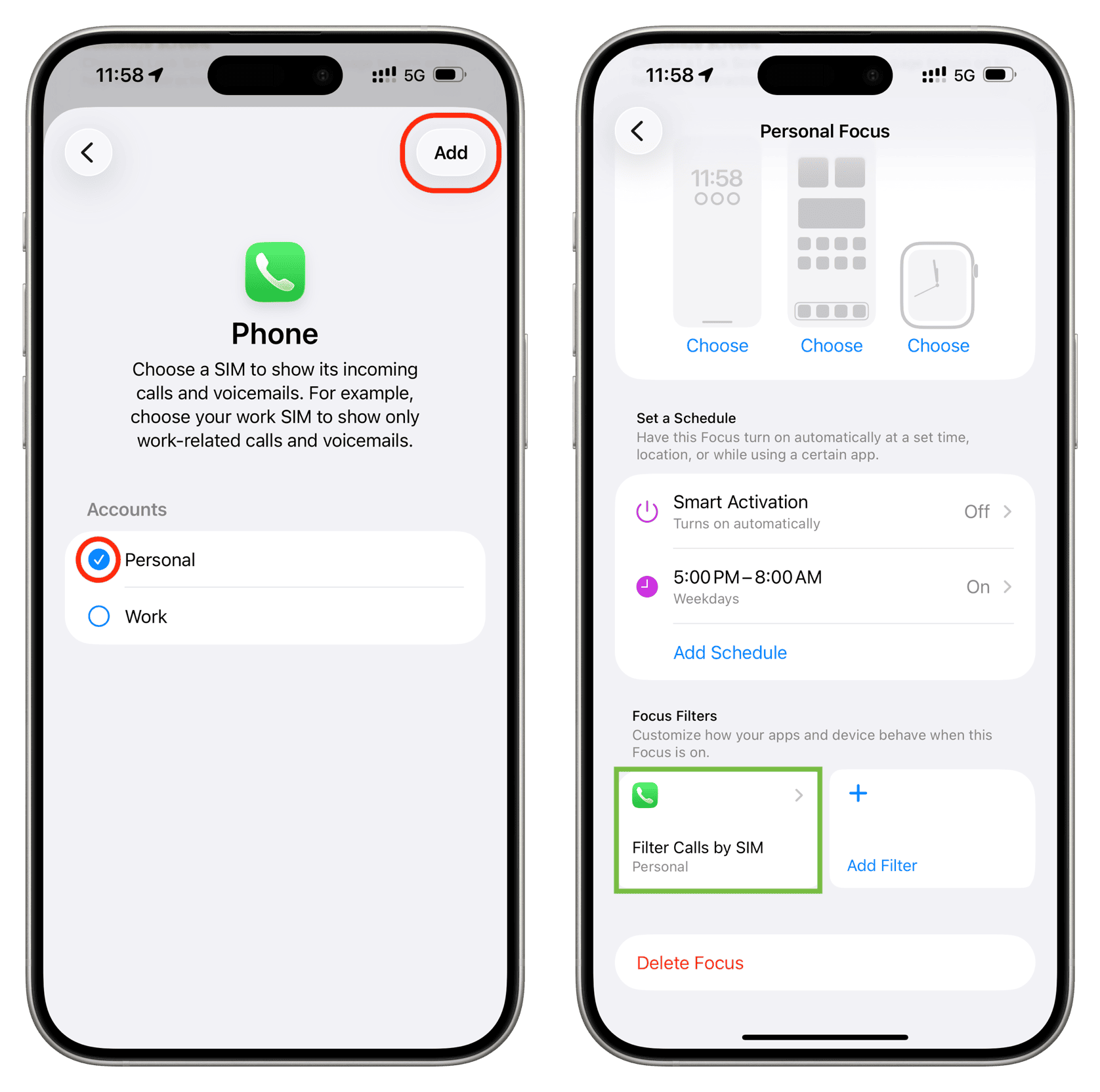 Filtern Sie Anrufe nach SIM, während Sie sich auf das iPhone konzentrieren