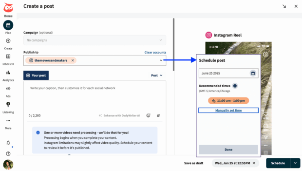 Programma un post pro UN momento successivo con Hootsuite