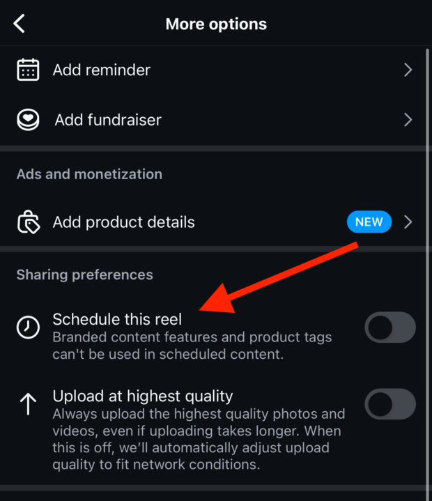 Sezione di Programmazione del Reel Instagram: Befertigte di condivisione