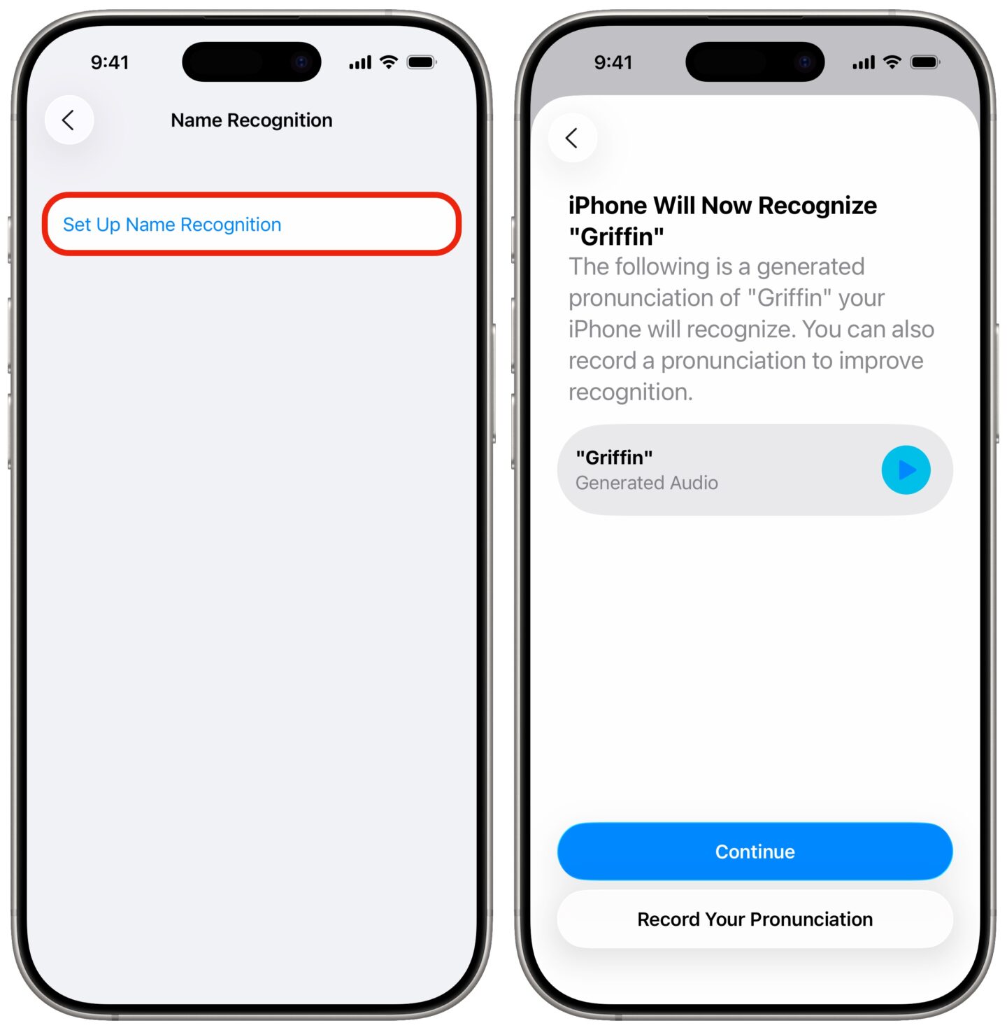 Namenserkennung Aktivieren der Namenserkennung auf dem iPhone