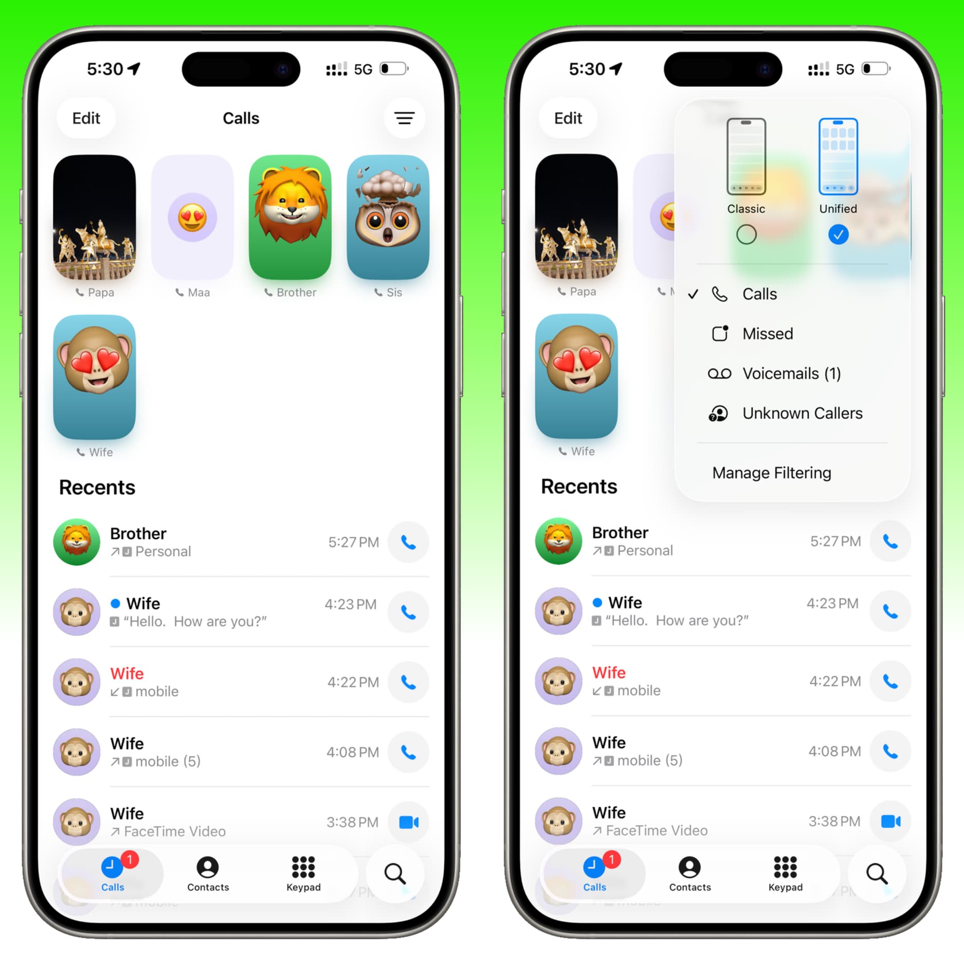 Neues iPhone Phone App-Design in iOS 26