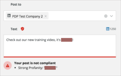 Captura de Pantalla del Komponist de Hootsuite Para Publicar en Linkedin un Condenido Sobre „PDP Test Company“