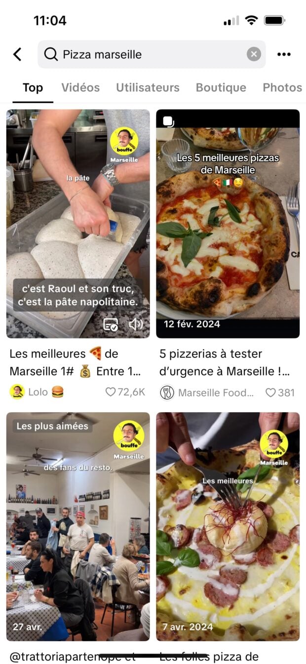 Ergebnisse der TikTok-Suche für das Pizza-Mot-Clé Marseille