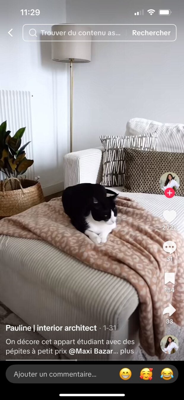 TikTok-Video zur Innendekoration einer Wohnung