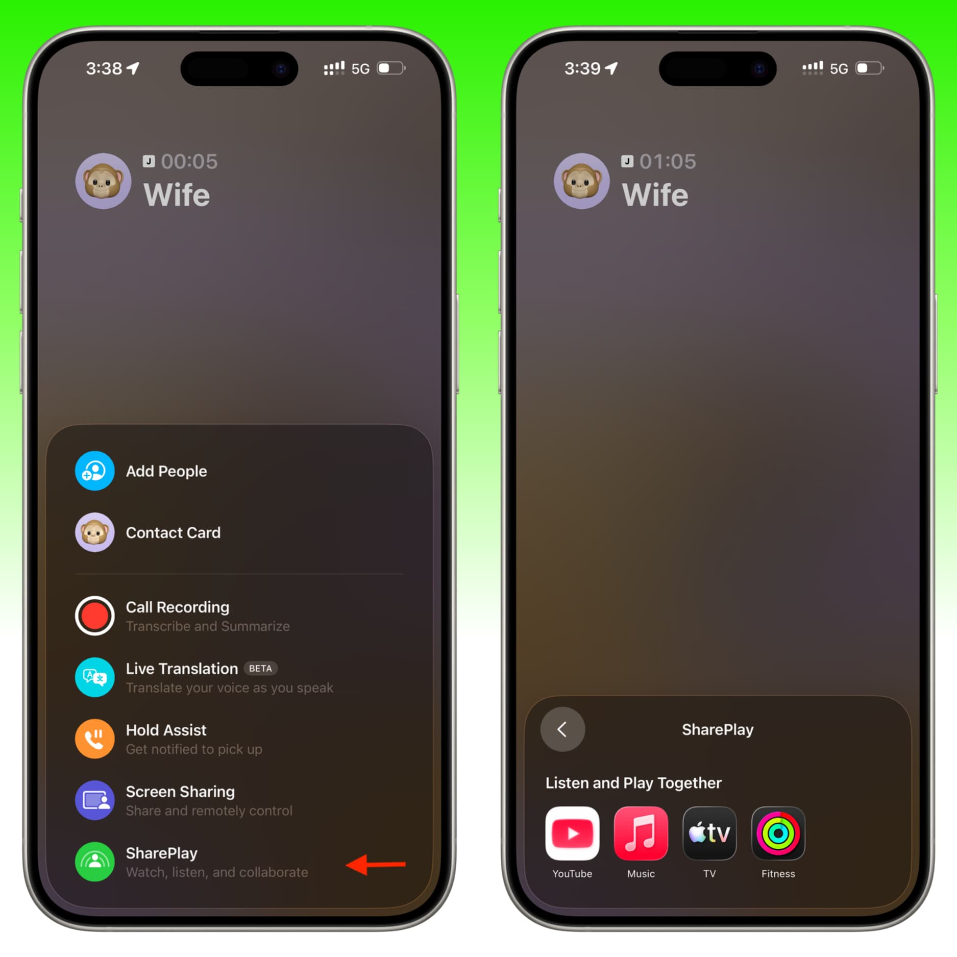 SharePlay in der iOS 26 Phone-App auf dem iPhone