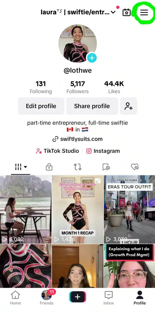 Tiktok Icona di Accesso al Menù (Angolo in Alto A destra)