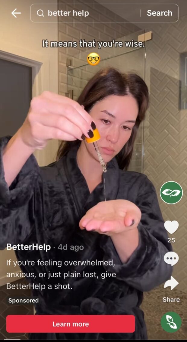 BetterHelp gesponserte Anzeige