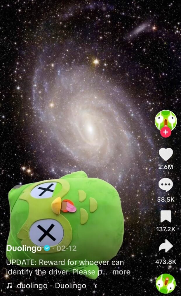 Duolingo Belohnung für jeden, der den Fahrer Tod von Duo findet