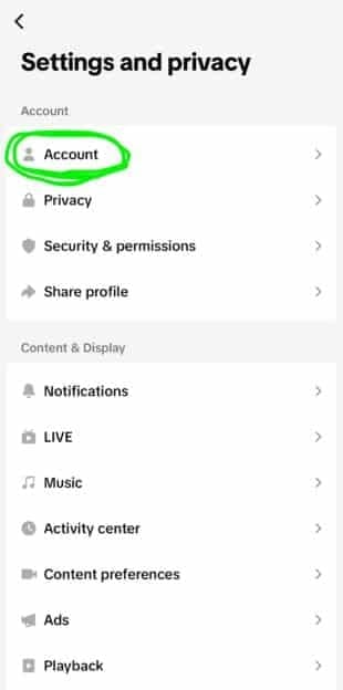 Tippen Sie anschließend auf Konto, um Ihr Profil auf TIKTOK für das Geschäft zu wechseln