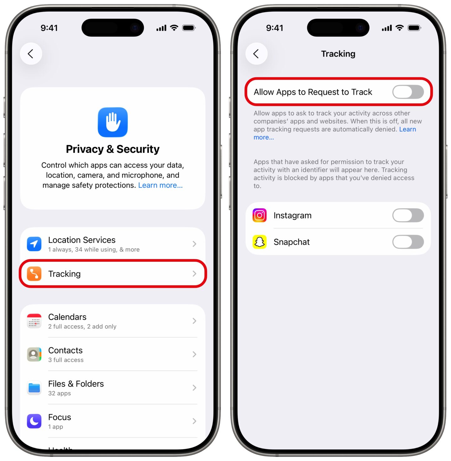 Verfolgung Deaktivieren von „Apps erlauben, Tracking anzufordern“
