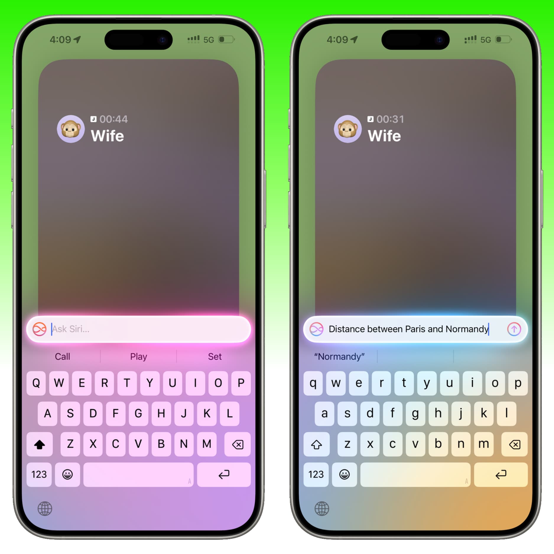 Verwenden von „Type To Siri“ während eines Telefonanrufs auf dem iPhone