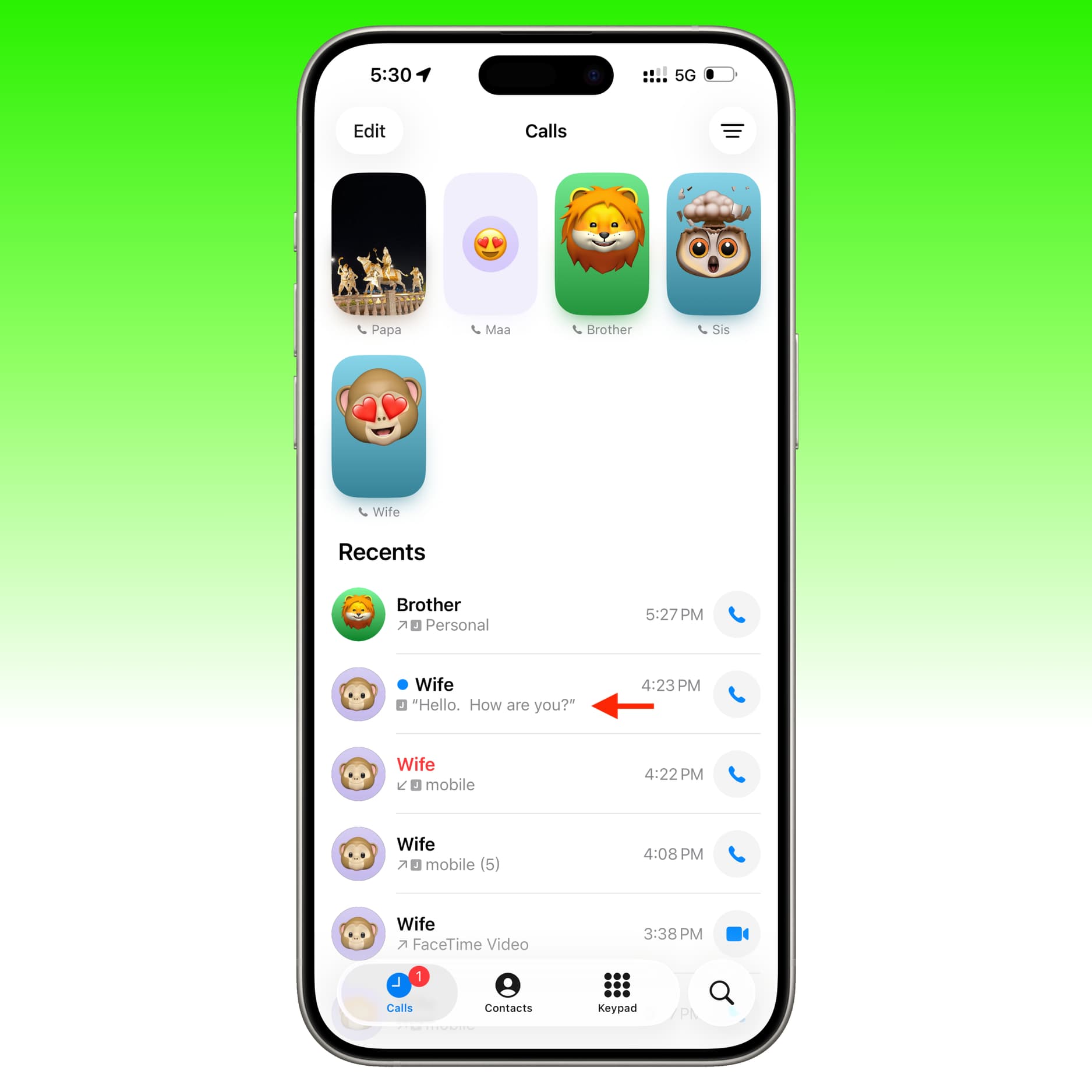 Voicemail-Transkription in der iPhone-Telefon-App