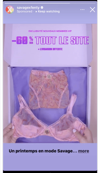Soziale Kampagne durch den Verkauf von Savage x Fenty (mindestens 60 %)