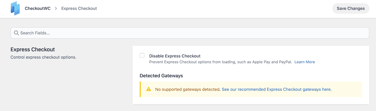Die Express-Zahlungsoptionen zeigen keine unterstützten Gateways an.