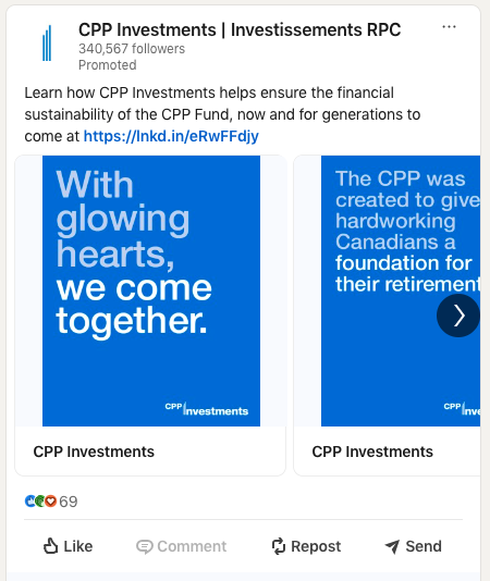Publicité carrousel pour CPP Investments