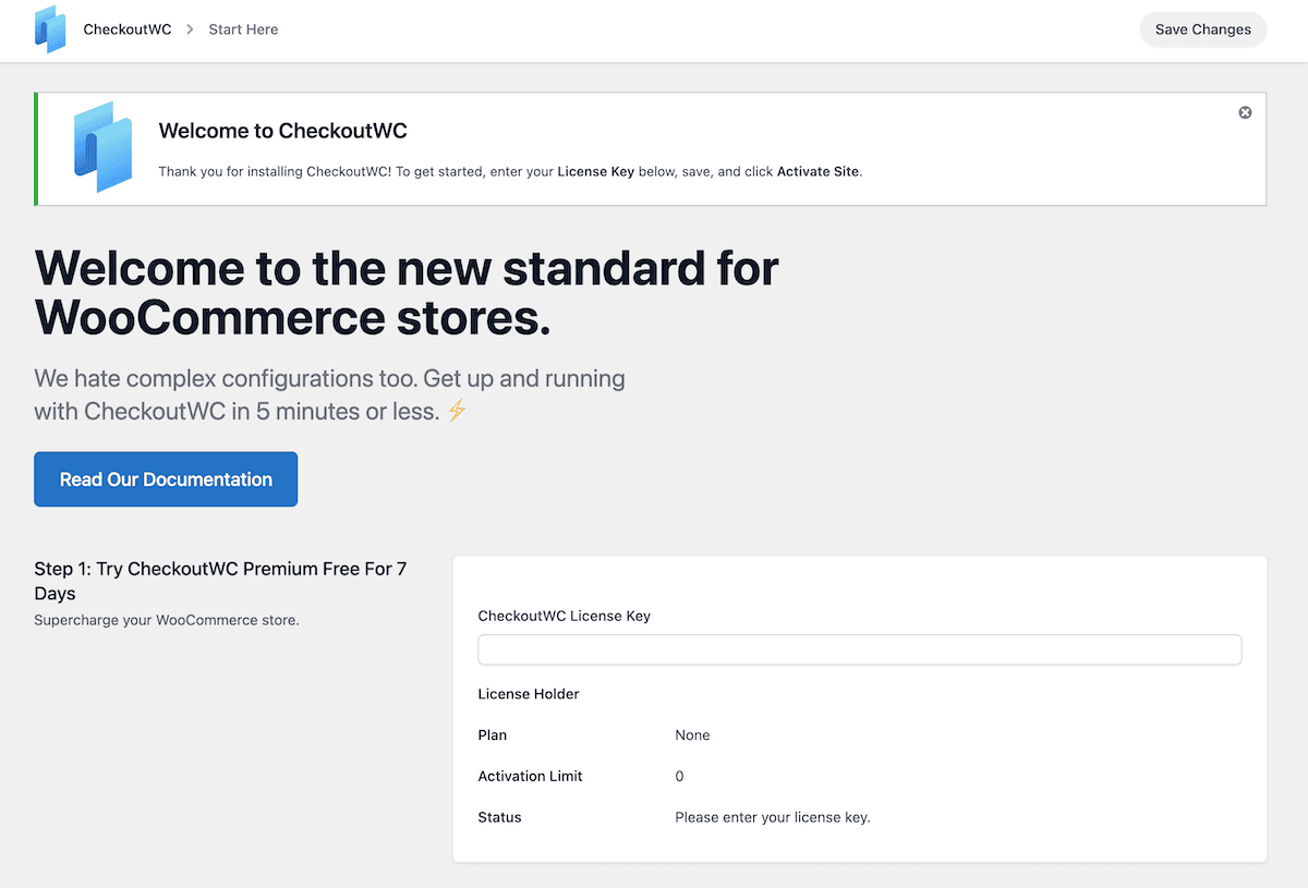 Das Haupt-CheckoutWC-Dashboard.