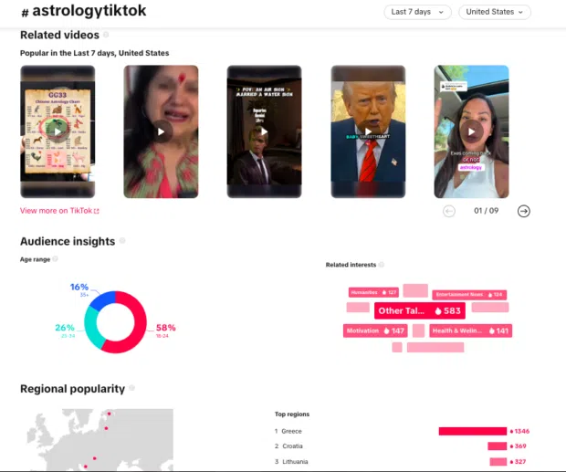 Astrologie, Ergebnisse von TikTok-Hashtags, relevante Videos und Informationen für das Publikum