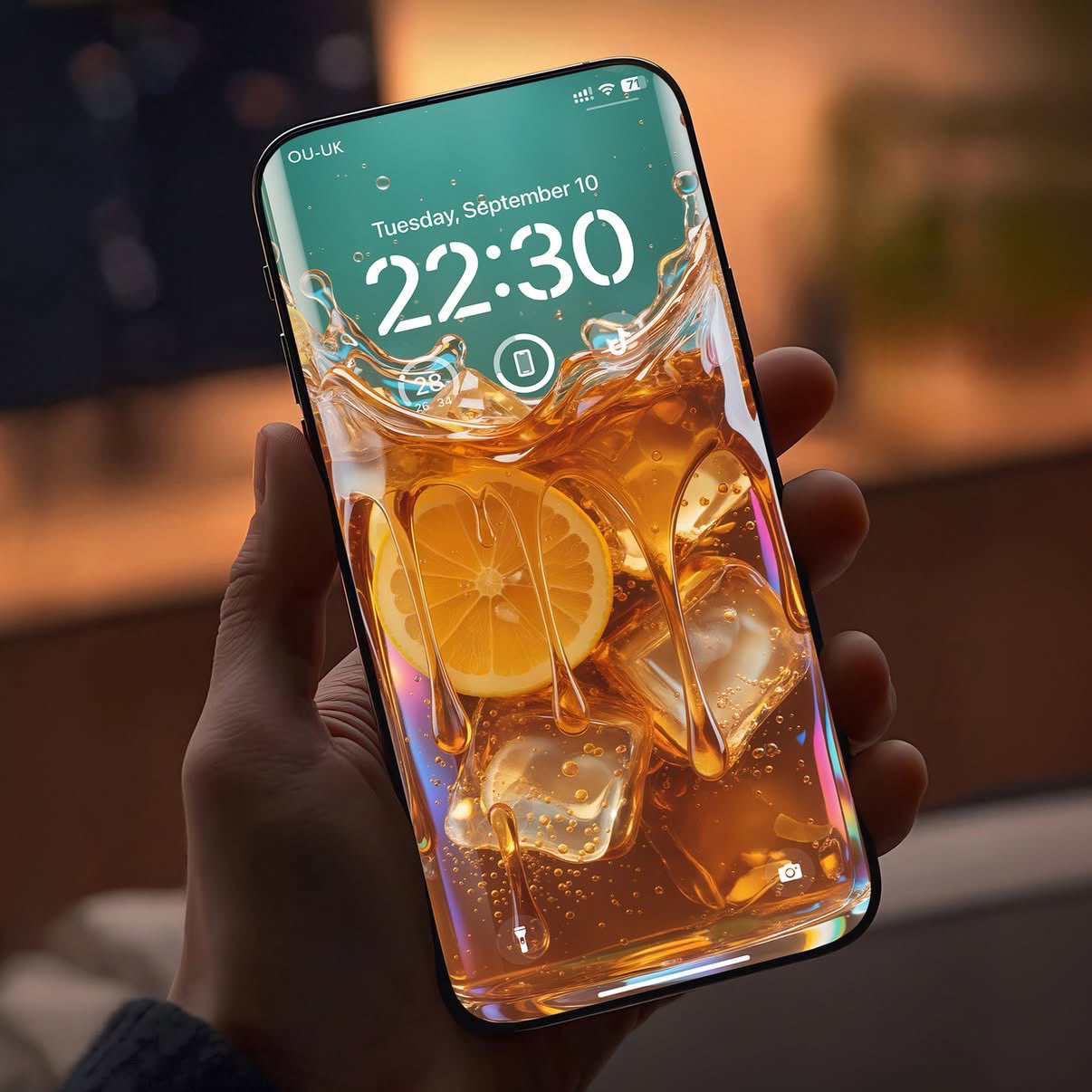 Hintergrundbilder „Tasse mit flüssigem Glas“ für das iPhone