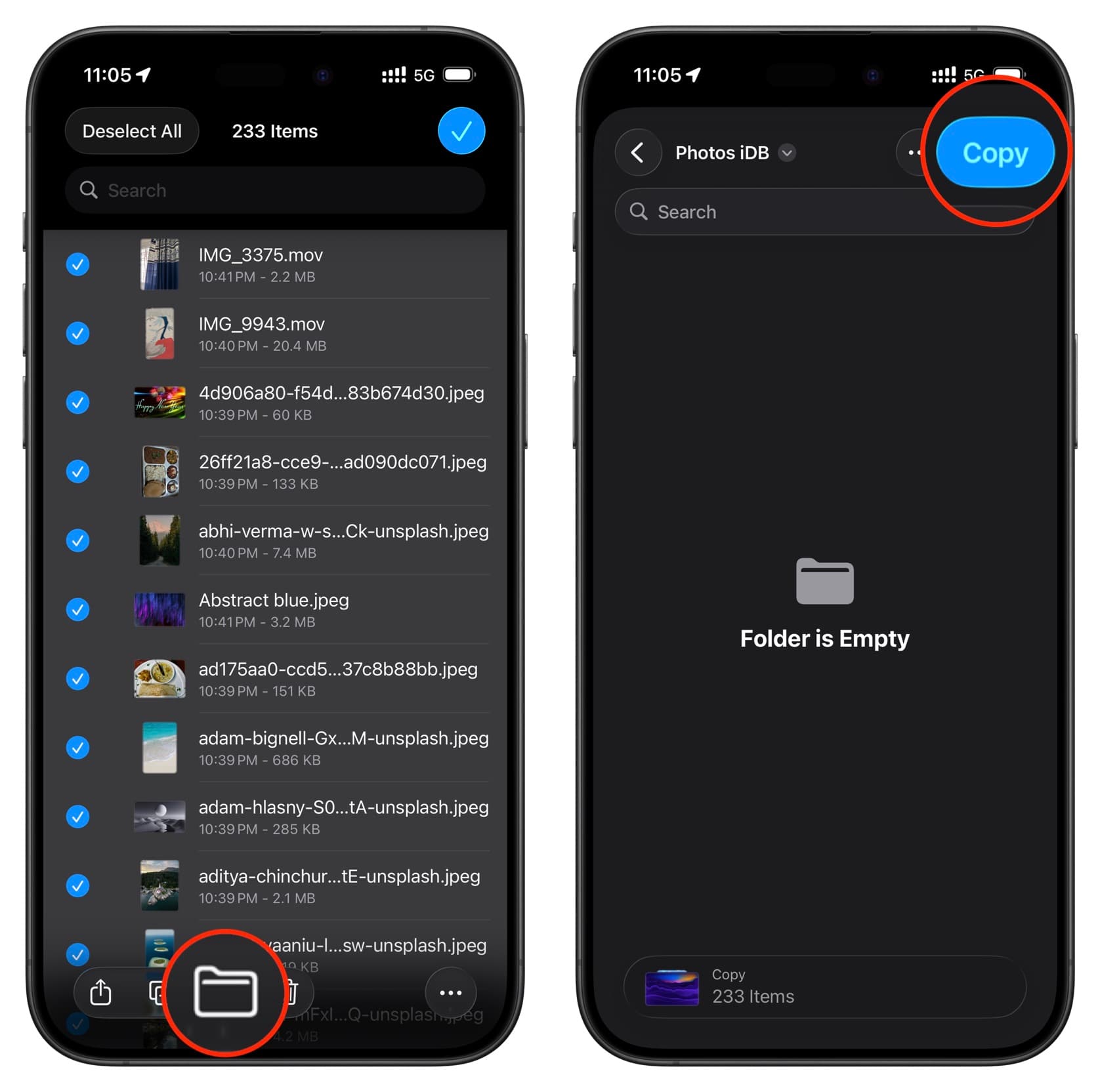 Kopieren von Fotos und Videos von einem externen Laufwerk in die iPhone-Dateien-App