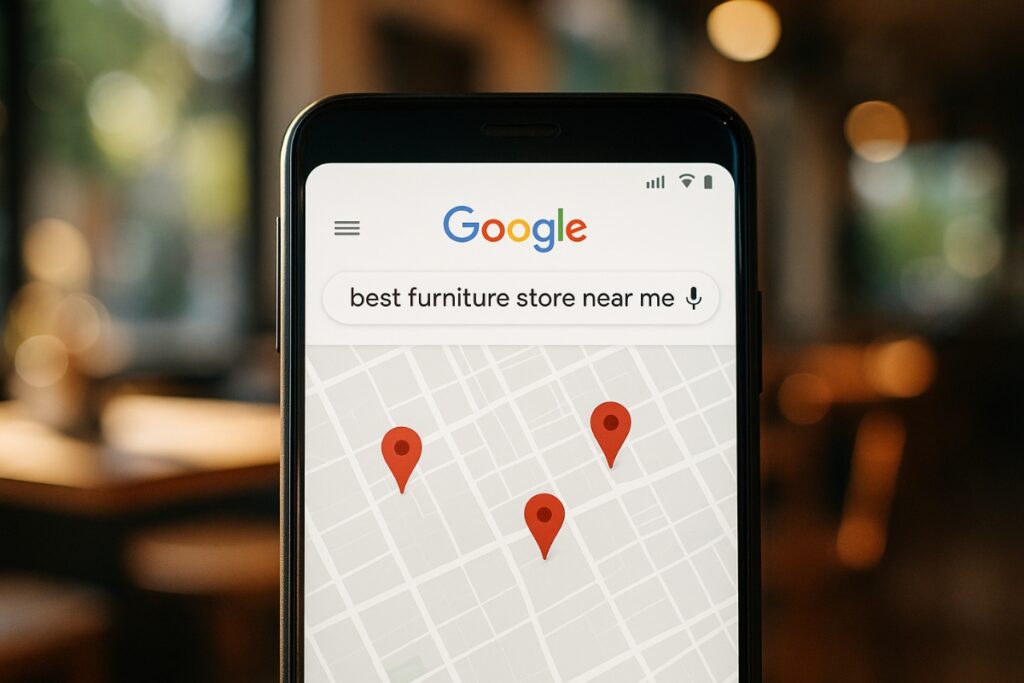 Mobile Suche mit Ergebnissen von E-Commerce-Shops in der Nähe auf Google