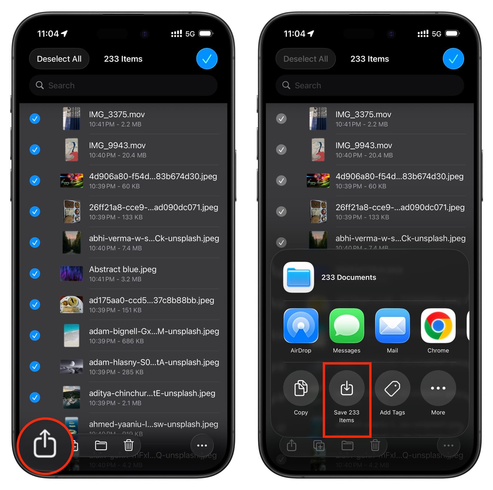 Speichern von Fotos und Videos aus der iOS-Dateien-App in der iPhone-Fotos-App